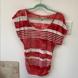 BKE medium red and white strip top.